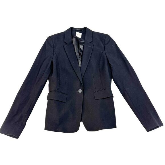 Reiss Black Wool Blazer 1-Button Structured Jacket Size 6 - Picture 1 of 5